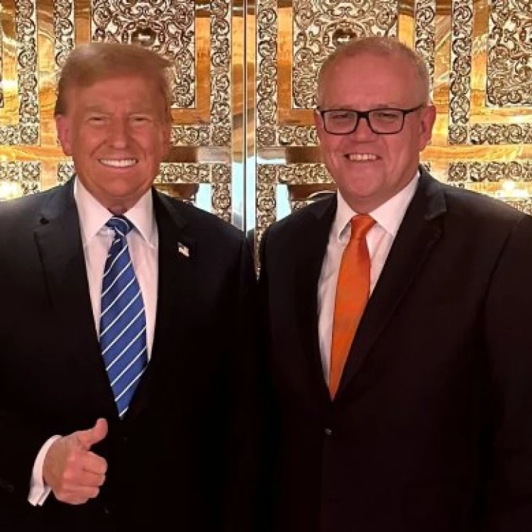 Imagen relacionada de donald trump respalda acuerdo submarinos aukus reunion privada scott morrison