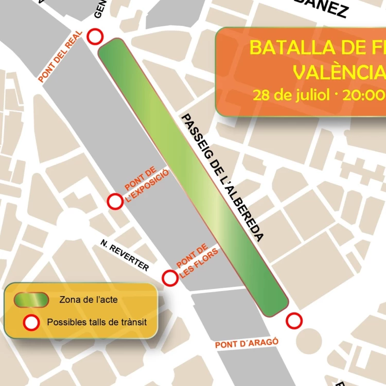 Imagen relacionada de preparativos trafico batalla flores valencia