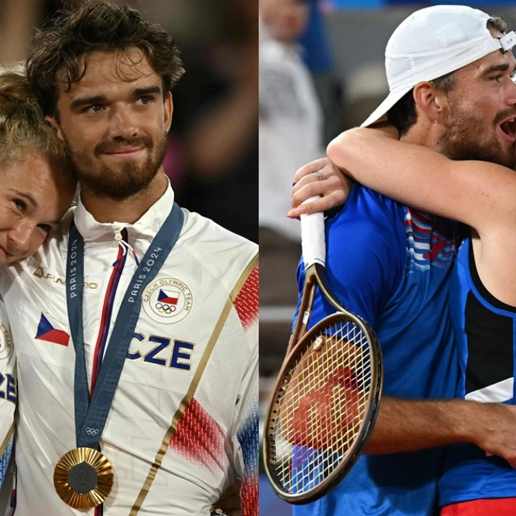 Imagen relacionada de siniakova machac campeones olimpicos dobles mixtos